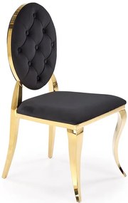 Pikowane krzesło ludwik w stylu glamour czarny + złoty N9-S46