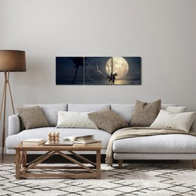 Obraz - Plaża pod pełnią księżyca (z zegarem) (90x30 cm)