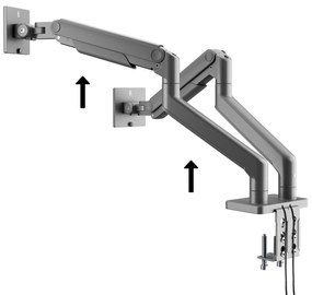 Metalowy uchwyt na dwa monitory JAKE, szary