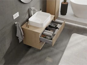Mexen Rivel szafka łazienkowa podumywalkowa 80 cm z blatem, 2 szuflady, ryflowana , dąb - 91A20-08047-2-BFFC81