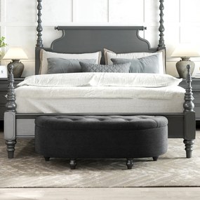 HOMCOM Stołek z Przestrzenią do Przechowywania, 2-w-1, Tapicerowany, Pokrycie Aksamitne, Hydrauliczne Amortyzatory, 120 x 46 x 42 cm, Niebieski