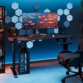 Biurko gamingowe elektryczne Diablo X-Tensio 140 cm, kolor czarny carbon