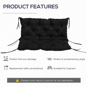 Outsunny Poduszka na Ławkę 3-osobową 100x98x8 cm z Paskami, Poduszka do Mebli Ogrodowych i Hollywoodzkiej Huśtawki, Czarna