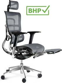 Fotel biurowy z podnóżkiem Diablo V-Master, zgodny z normą BHP, kolor czarno-szary