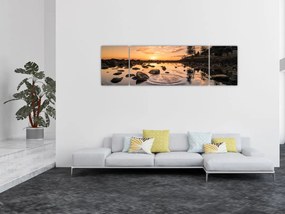 Obraz - Zachód słońca nad jeziorem (170x50 cm)