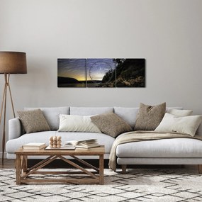 Obraz - niebo podczas zachodu słońca (z zegarem) (90x30 cm)