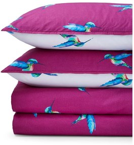 Biało-fioletowa bawełniana pościel dwuosobowa 200x200 cm Hummingbird – Their Nibs