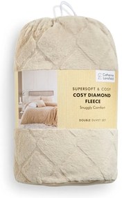Beżowa pościel dwuosobowa z mikropluszu 230x220 cm Cosy Diamond – Catherine Lansfield