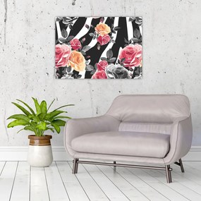 Obraz na szkle kwitnących róż (70x50 cm)