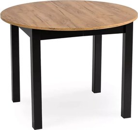 Okrągły stół rozkładany Hudson 102-222 cm w kolorze dąb craft / czarny, blat płyta laminowana, nogi MDF