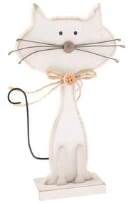 Biała dekoracja drewniana w kształcie kota Dakls Cats, wys. 18 cm