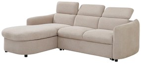Kanapa narożna rozkładana lewostronna z beżowej tkaniny RAVIELA