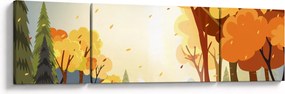 Obraz - Jesienny krajobraz, ilustracja (170x50 cm)