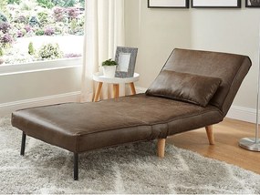 Rozkładany fotel POSIO z mikrofibry o wyglądzie postarzanej skóry – Kolor brązowy