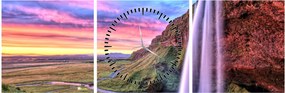 Obraz - Wodospad Seljalandsfoss (z zegarem) (90x30 cm)