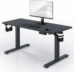 Biurko elektryczne z regulacją wysokości ergonomiczne antracytowe,1400x700 mm: ARIA