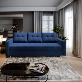 Masseno Sofa MILO z funkcją spania i pojemnikiem na pościel, Rozkładana sofa - Niebieski, KRONOS 09