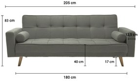 Rozkładana sofa oliwkowoszara NESTOR VELVET