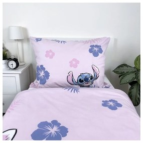 Jasnoróżowa bawełniana pościel dziecięca jednoosobowa 140x200 cm Lilo &amp; Stitch "Pink" – Jerry Fabrics