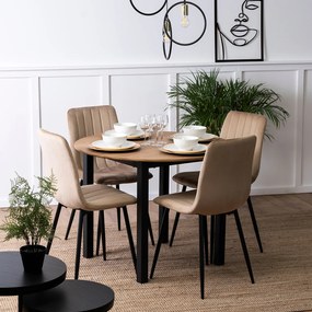 Stół Okrągły TEO 100 cm Dąb Złoty/Czarny do Jadalni Salonu Nowoczesny Loft