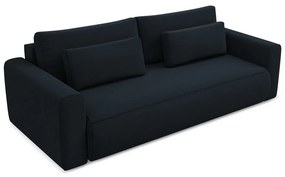 Ciemnoniebieska aksamitna rozkładana/ze schowkiem sofa 238 cm Kapua – Makamii