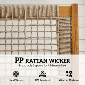 Outsunny Fotel ogrodowy z podnóżkiem 2-częściowy FSC Drewno akacjowe Fotel wypoczynkowy z siedziskiem rattanowym Styl boho Regulowane nóżki | Aosom PL