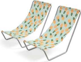 Zestaw 2 szt. składanych leżaków plażowych SAND PINEAPPLE, kolorowe