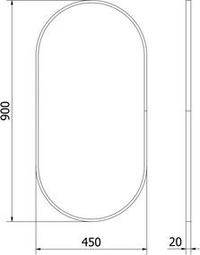 Mexen Loft lustro łazienkowe owalne 90 x 45 cm, rama czarna - 9851-090-045-000-70