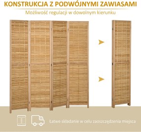 HOMCOM 4-częściowy Parawan, 160 x 170 cm, Składany Parawan z Bambusa dla Salonu, Sypialni, Naturalny | Aosom PL