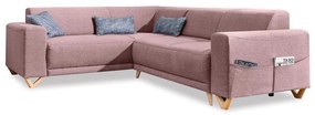 Różowy rozkładany/ze schowkiem narożnik (lewostronny/w kształcie litery L) Classy Sophie – Miuform