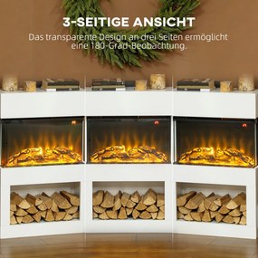 HOMCOM Elektryczny kominek, 2 poziomy grzewcze, 6 kolorów płomieni, termostat, pilot, biały | Aosom PL