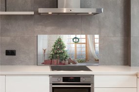 Szklany Panel Świąteczne Choinki i Podarki