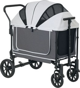 Wózek dla Psów PawHut Składany dla Psów i Kotów do 30 kg, 110 x 65 x 102 cm, Ciemnoszary