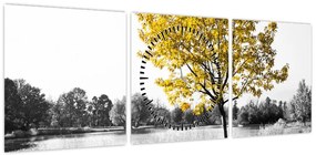 Obraz - Odpoczynek w parku (z zegarem) (90x30 cm)