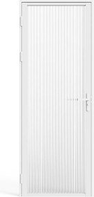 Drzwi z ościeżnicą odwracalne z aluminium i szkła hartowanego Teksturowanego - W204 x S73 cm - Biały LOXTON