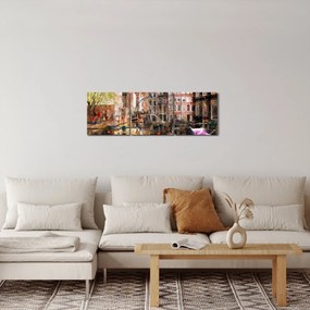 Obraz - Amsterdam (z zegarem) (90x30 cm)