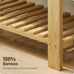 HOMCOM Ławka na buty z siedziskiem, bambusowa ławka z miejscem na obuwie, 2 otwarte półki, 60 x 29 x 49 cm, szara | Aosom PL