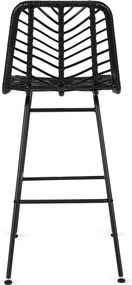 Hoker Rattanowy JERRY Ogrodowy Krzesło Barowe Czarny Boho