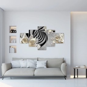 Obraz - 3D złote kwiaty (125x70 cm)