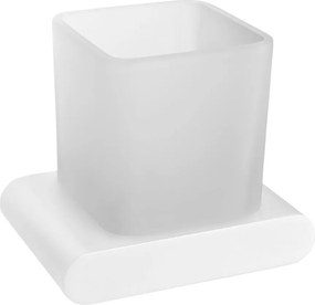 Biały szklany kubek ścienny na szczoteczki do zębów Flori – Sapho