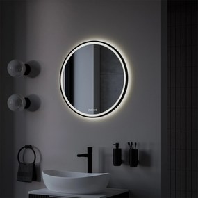 Lustro podświetlane LED 8232 - 2.0 okrągłeAluminiowa ramka - Czarny mat - Piaskowany - Przeciwmgielny - Cyfrowy zegar
