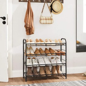 Regał na buty IRON, 4 półki, 68,5x27,5x65 cm, czarny SongmicsHome