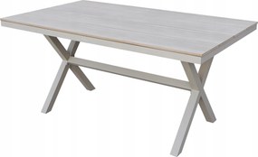 Stół ogrodowy aluminiowy beżowy 150x90x75 cm trwały blat kompozyt drewniany
