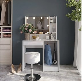 Stół do toalety biały/biały wysoki połysk 89.8x50.1x76 sherry