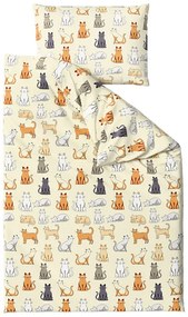 PrzytulneMieszkanie.pl PrzytulneMieszkanie.pl Bawełniana pościel COLORED CATS BLEND kremowa Rozmiar pościeli: 70 x 90 cm | 140 x 200 cm