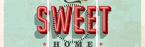 Obraz - Home sweet home (z zegarem) (90x30 cm)