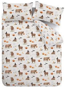 Szarobeżowa pościel dwuosobowa 230x220 cm Halloween Highland Cow – Catherine Lansfield
