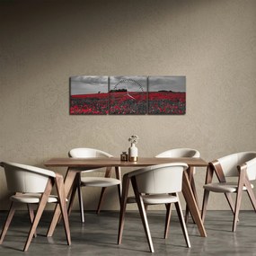 Obraz maków (z zegarem) (90x30 cm)