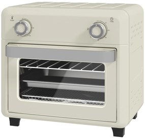 HOMCOM 10L Piekarnik Hot-Air do grilla, pieczenia i smażenia, Timer, Ekran dotykowy, 1000W, Nadaje się do zmywarki, Kremowobiały
