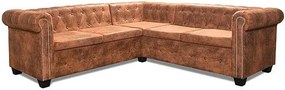 Klasyczny narożnik chesterfield Origo - rudy